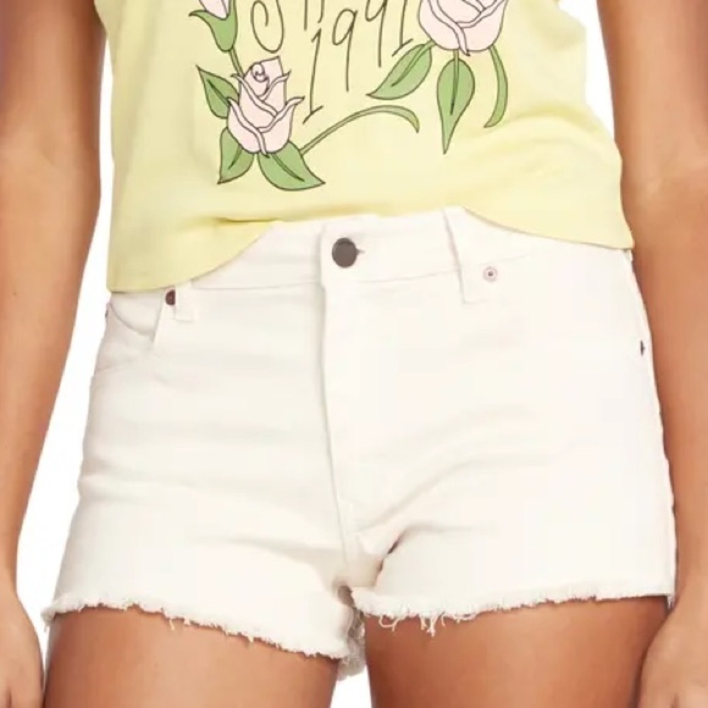 Lucky Brand The Cut Off Jean Rigid Denim Shorts White Mid Rise 100% Cotton 4/27